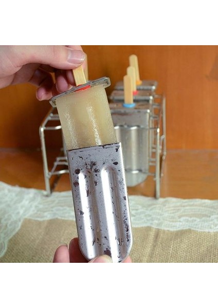 Paslanmaz Çelik Popsicle Kalıp Rafı Buz Lolly Kalıp Dondurulmuş Lolly Popsicle Maker Popsicle Tutucu ile Ev Yapımı Dondurma Kalıp | Dondurma Makineleri (Yurt Dışından) fiyatları