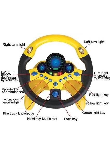 (Sarı) Elektrikli Simülasyon Direksiyon Işık ve Ses Eğitim Çocuk Araba Oyuncak Hediye (Yurt Dışından)
