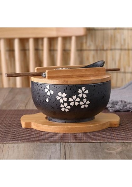 Japon Kase Anında Erişte Sofra Yemek Odası Sofra Salatası Seramik Kase Tahta Kaşık Bround Ahşap Çubuk | Kaseler (Yurt Dışından) modelleri