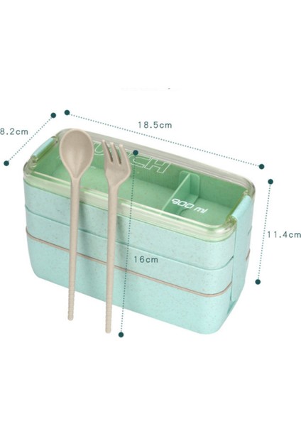 3 Katmanlı Öğle Yemeği Kutusu Sağlıklı Malzeme Buğday Samanı Bento Kutuları Mikrodalga Yemek Yemek Yemek Saklama Kabı 900ML | Öğle Yemeği Kutuları (Yeşil) (Yurt Dışından) fiyatları