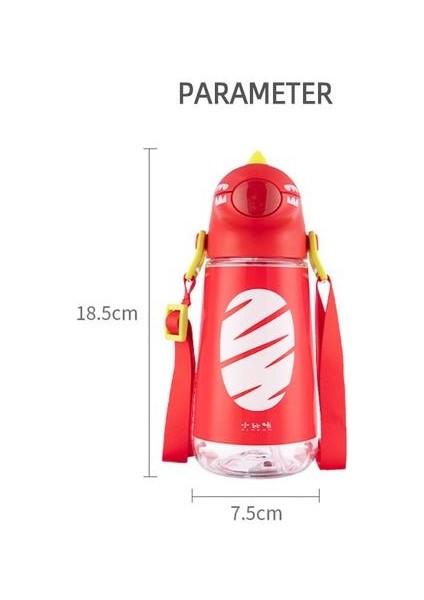 Yeni Çocuk Saman Su Isıtıcısı Omuz Askısı ile Taşınabilir Okul Plastik Su Şişesi Yaratıcı Karikatür Dinozor Şekli 450 ml | Su Şişeleri (Kırmızı) (Yurt Dışından)