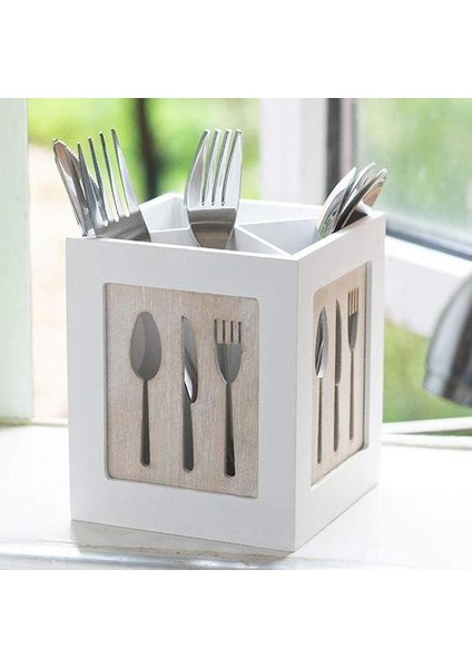 Ahşap Eşyalar Tutucu Çatal Mutfak Sofra Takımı Çatal Depolama Sofra Takımı Caddy Spoons Forks Bıçaklar Yemek Çubukları Organizatör | Raflar Ve;tutucular (Yurt Dışından)