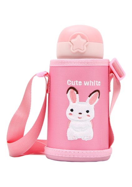 600ML Çocuk Tenceresi, Karikatür Desenli Samanlı Açık Su Kabına Uygun Yalıtım Için Sıçrama Kapağı ile Kayışlı (Yurt Dışından)