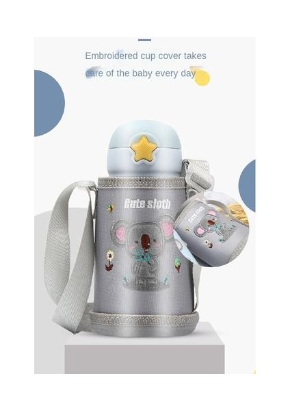 600ML Çocuk Tenceresi, Karikatür Desenli Samanlı Açık Su Kabına Uygun Yalıtım Için Sıçrama Kapağı ile Kayışlı (Yurt Dışından) indirimleri