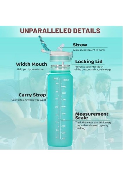 Saman ve Amp ile 1l / 32OZ Motivasyonel Su Şişesi;zaman Işaretleyici, Sızdırmaz ve Amp;bpa Ücretsiz Su Şişeleri Fitness Için Meyve Infüzer | Spor Şişeleri (Yurt Dışından) modelleri