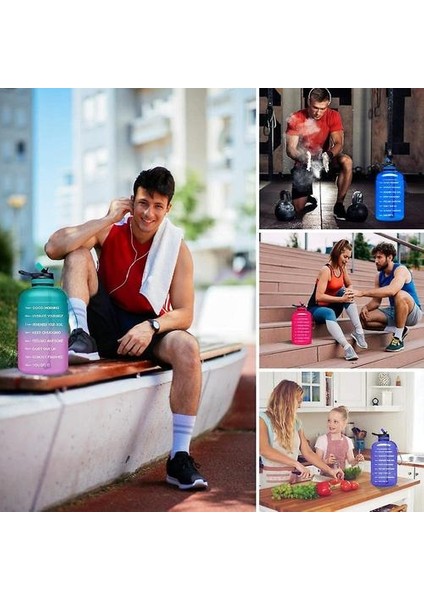 Büyük 2.2l Motivasyonel Su Şişesi, Zaman Işaretleyicili Spor Su Sürahi (Yeşil Pembe) (Yurt Dışından) fiyatları