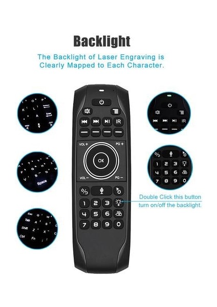 G7V Pro Aydınlatmalı Rus Klavye Gyro Sensör 2.4g Kablosuz Hava Fare Google Ses Uzaktan G7 V Pro Için H96 Max Android Tv Box Pc | Uzaktan Kumanda (Yurt Dışından)