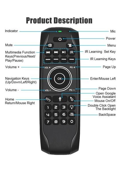 G7V Pro Aydınlatmalı Rus Klavye Gyro Sensör 2.4g Kablosuz Hava Fare Google Ses Uzaktan G7 V Pro Için H96 Max Android Tv Box Pc | Uzaktan Kumanda (Yurt Dışından)