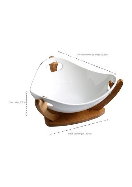 Nordic Art Seramik Meyve Kase Salata Kase Bambu ile Ahşap Standı Minimalist Oturma Odası Yemek Masası Snack Tatlı Saklama Kasesi | Yemekler ve Amp;tabaklar (Yurt Dışından)
