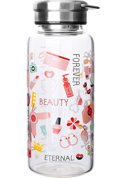 Moda Grafiti Cam Su Şişesi 1000 ml Yetişkin Spor Büyük Kapasiteli Şeffaf Uzay Kupası Taşınabilir Çay Süzgeci Filtre Şişeleri | Su Şişeleri (Pembe) (Yurt Dışından)