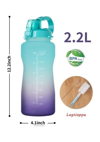 2.0 Litre Su Şişesi Bpa Ücretsiz Büyük Ilham Verici Spor Su Şişesi Sızdırmaz Buzlu (Yurt Dışından) modelleri
