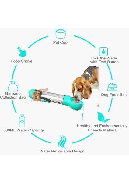 500MLPLASTIK Pet Seyahat Kupası, Taşınabilir, Açık Hava Seyahat Su Geçirmez Çok Fonksiyonlu Evcil Hayvan Içme Suyu (Yurt Dışından)