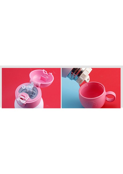 550ML Bebek Besleme Kupası Kapaklı Paslanmaz Çelik Süt Termos Çocuklar Için Yalıtımlı Sıcak Su Şişesi Kaçak Poof Termal Kupası | Kupalar (Pembe) (Yurt Dışından)
