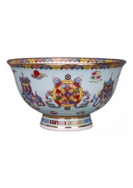 Qing Hanedanı Qianlong Pastel Boyalı Altın Sekiz Hazineleri Desen Kase Antik El Sanatları Porselen Ev Mobilyası Antika Kase | Kaseler (Yurt Dışından)