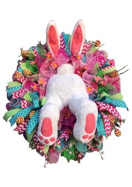 Easter Bunny Kapı Dekorasyonu, Paskalya Bunny Butt Çelenk Ön Kapı Süslemeleri Bahar Açık Kapalı Asılı Çelenk | Çelenkler ve Amp;çelenk (Yurt Dışından)