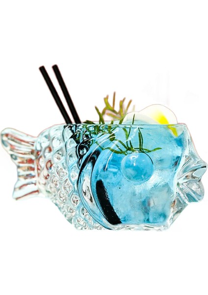 Yaratıcı 3D Şeffaf Balık Şekli Bar Kokteyl Cam Parti Kalın Ağır Güzel Smoothies Kase Kupası Soğuk Içecek Tiki Gözlük Kupa | Kokteyl Camı (Yurt Dışından)