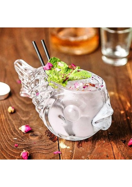 Yaratıcı 3D Şeffaf Balık Şekli Bar Kokteyl Cam Parti Kalın Ağır Güzel Smoothies Kase Kupası Soğuk Içecek Tiki Gözlük Kupa | Kokteyl Camı (Yurt Dışından) modelleri