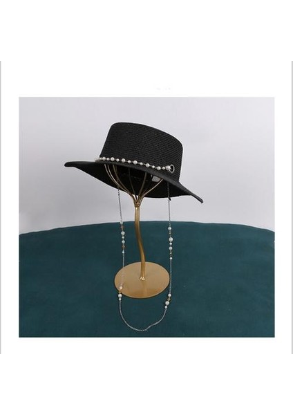 Moda Yaz Inci Zincir Düz Güneş Şapkaları Kadınlar Için Chapeau Feminino Hasır Şapka Panama Cappelli Plaj Kova Kap Kız Topee | Kadın Güneş Şapkaları (Yurt Dışından)