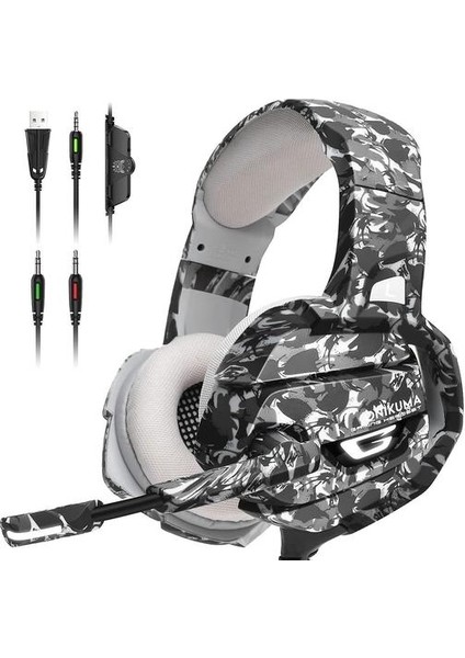 Ps4 Kulaklık Gürültü Iptal Iptal Iptal Oyun Kulaklıklar ile 7.1 Surround Sesli Nefes Bellek Earmuffs 2.2 Metre Kablo Oyun Kulaklık Ps4, Kamuflaj Gri (Yurt Dışından)