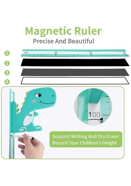 3D Çocuk Büyüme Manyetik Ölçüm Yüksekliği Cetvel Çıkarılabilir Duvar Dekor (Dinozor) (Yurt Dışından) fiyatları