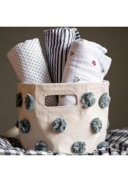 1 Adet Peluş Topu Sundry Depolama Sepeti Avrupa Tarzı Ev 30 * 35 cm El Su Geçirmez El Yapımı Oyuncaklar Tuval Masaüstü Saklama Torbaları | Saklama Torbaları (Yeşil) (Yurt Dışından)