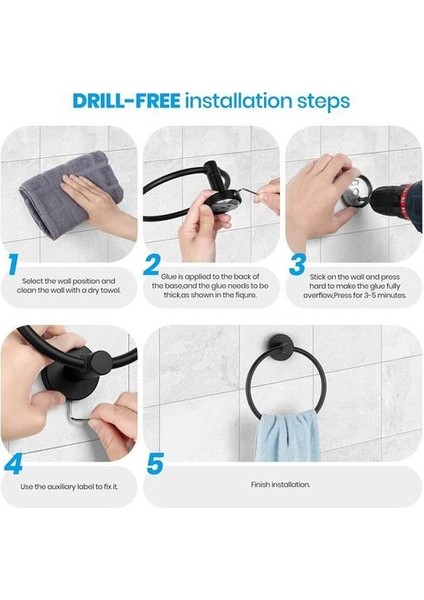 Banyo Donanım Aksesuarları Seti Mat Siyah 3 Parça Set El Havlu Yüzük, Tuvalet Kağıdı Tutucu, Robe Havlu Kanca Içerir | Havlu Yüzükler (Yurt Dışından) modelleri