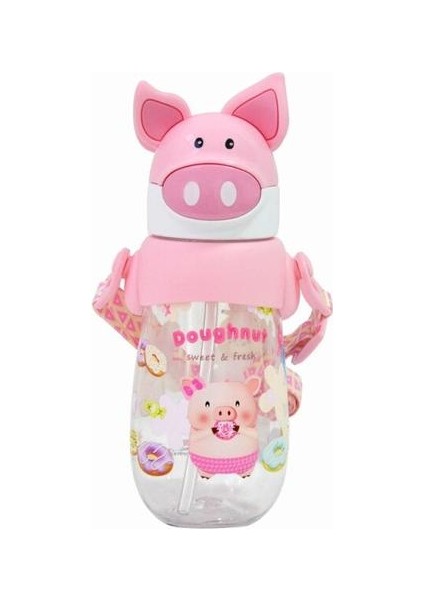 Çocuk Su Isıtıcısı 490 ml Saman Çocuk Kupası ile Bpa Ücretsiz Karikatür Sevimli Bebek Şişesi Taşınabilir Sızdırmaz Tritan Su Süt Kupası | Kupalar (Pembe) (Yurt Dışından)