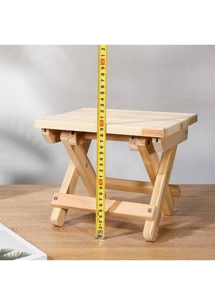 Beyaz Çam Kütük Katlanır Tabure, Portatif Ev Masif Ahşap Maza (Yurt Dışından)