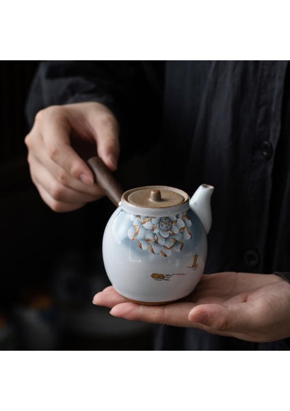 Ruihe Yan Saplı Pot Çin Seramik Kung Fu Demlik Tek Çaygın Gidon Küçük Çaydanlık Çay Demlik Çay Su Isıtıcısı Seramik Çaydanlık | Çaydanlıklar (Yurt Dışından)