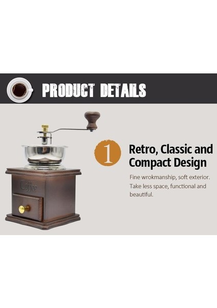 Manuel Vintage Bronz Kahve Değirmeni Ev Retro Ahşap Kahve Değirmeni ile Porselen Hareketi Fasulye Değirmeni Blender | Kahve Değirmeni | Kahve Öğütücü Öğütücü Kahve (Yurt Dışından)