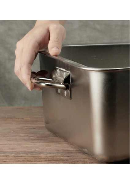 304 Paslanmaz Çelik Plaka Tepsi Kolu ile Dikdörtgen Kare Plaka Pişirme Çanak Derin Barbekü Barbekü Depolama Tepsileri Servis Metal | Depolama Tepsileri (36 * 27 * 10) (Yurt Dışından) modelleri