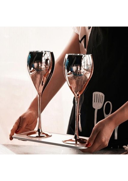 1 Adet Cam Şarap Kupası Goblet Drinkware Nordic Gül Altın Şampanya Uzun Boylu Ayaklar Su Kupa Otel Barı Ekran Ev Mutfak Malzemeleri | Kokteyl Camı (Yurt Dışından)