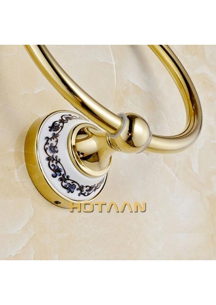 Mavi Ve;beyaz Porselen Katı Pirinç Altın Bitmiş Yuvarlak Havlu Yüzük, Seramik Baz Banyo Aksesuarları Havlu Tutucu / Raf | Havlu Yüzük | Altın Havlu Yüzük Pirinç Havlu Yüzük (Yurt Dışından) modelleri