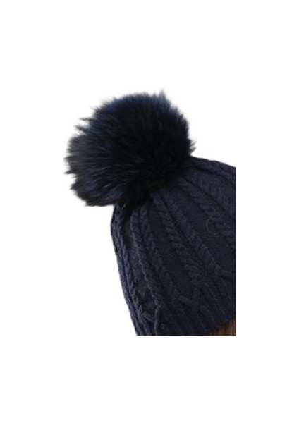 Kadınlar Çift Güverte Örme Yün Şapka Kış Doğal Rakun Kürk Sıcak Kapaklar Kadın Pom Pom Şapka Bayanlar Moda Skullies Kasketleri Kap | Sıcak Kap | Pom Pom Şapka Beanie Cap (Yurt Dışından)