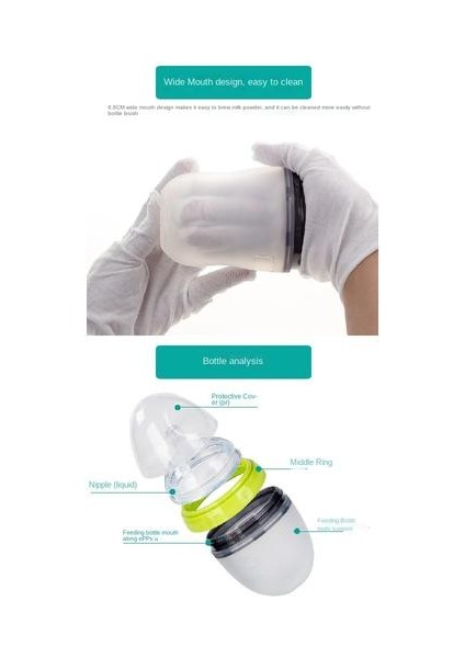 150ML/250ML Besleme Şişesi, Bebek Silikon Besleme Şişesi Için Uygun Geniş Kalibreli Anti-Colic (Yurt Dışından) fırsatları