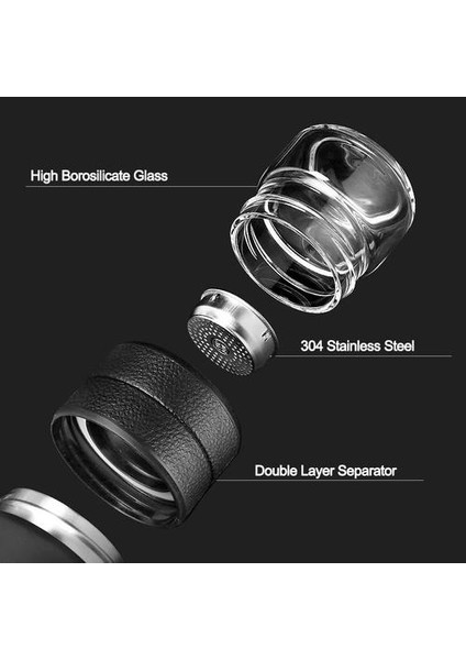 Termos Şişesi Paslanmaz Çelik Çay Bölümü Termo Bardak Cam Çay Süzgeci Termos Kupa Şişesi Vakum Şişeleri 600 ml | Vakum Şişeleri ve Amp;termoslar (Siyah) (Yurt Dışından) fırsatları