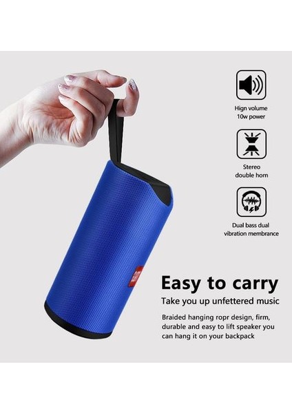 Taşınabilir Hoparlör Açık Hoparlör Kablosuz Bluetooth Ses Sütun USB Tf Kart Fm Radyo Müzik 3D Stereo Subwoofer | Taşınabilir Hoparlörler (TG113-MAVI) (Yurt Dışından)
