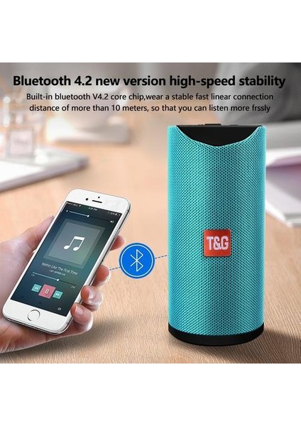 Taşınabilir Hoparlör Açık Hoparlör Kablosuz Bluetooth Ses Sütun USB Tf Kart Fm Radyo Müzik 3D Stereo Subwoofer | Taşınabilir Hoparlörler (TG113-MAVI) (Yurt Dışından)