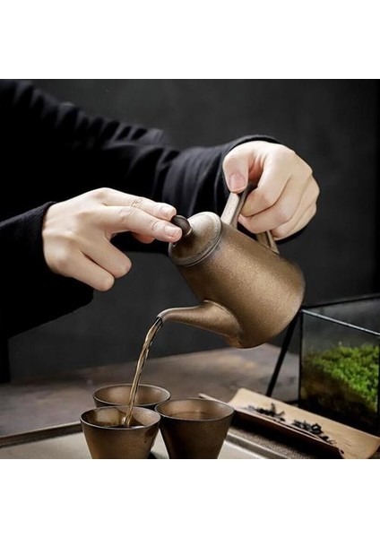 250ML Retro Seramik Altın Sır Çaydanlık Pigmentli Çin Kung Fu Çay Potu Vintage Drinkware Flagon | Çaydanlıklar (Yurt Dışından)
