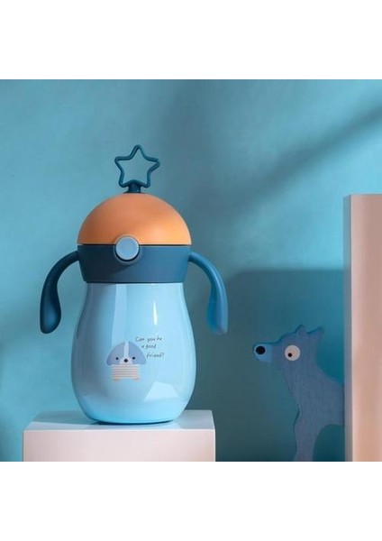 260 ml Karikatür Bebek Termos Kupası Çocuk Kupası Yumuşak Borulu Saman Sippy Kupası Yerçekimi Topu Su Kupası Su Şişesi | Kupalar (Mavi) (Yurt Dışından) fiyatları
