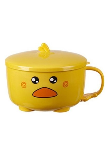 Kawaii Ördek Ramen Kase Çift Paslanmaz Çelik Büyük Kapasiteli Öğrenci Bento Kutusu Anında Erişte Kase Kapaklı Mutfak Sofra Takımı | Kaseler (Yurt Dışından)