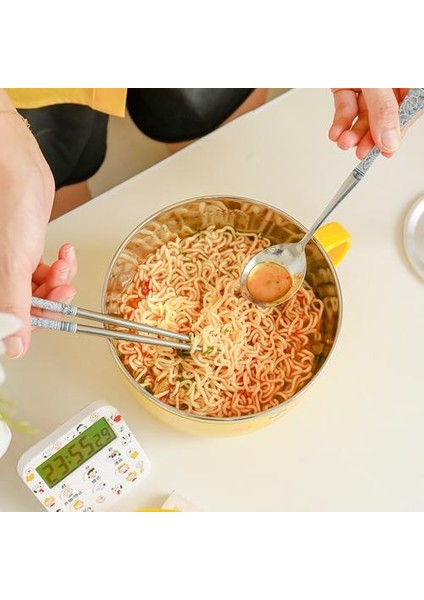 Kawaii Ördek Ramen Kase Çift Paslanmaz Çelik Büyük Kapasiteli Öğrenci Bento Kutusu Anında Erişte Kase Kapaklı Mutfak Sofra Takımı | Kaseler (Yurt Dışından) modelleri