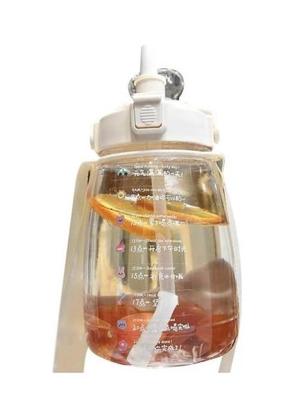 1.6l Shap ile Büyük Su Şişesi, Çocuk Sevimli Plastik Su Şişesi (Beyaz) (Yurt Dışından)
