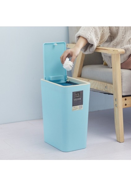 1 Adet Kova Mutfak Çöp Kutuları Basın Tipi Atık Boins Ev Banyo Çöp Kutusu Tutucu El Açılış Sınıflandırma Büyük Atık Bin | Atık Kutuları (Mavi + 12L) (Yurt Dışından)