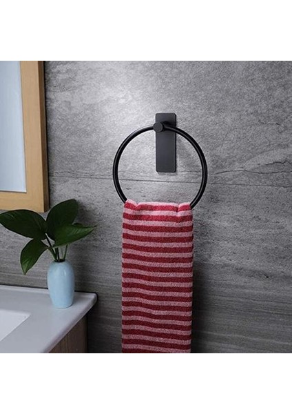Asılı Havlu Bar Banyo Aksesuarları Yapıştırıcı Asmak Banyo Yapışkan Asılı | Havlu Halkaları (Siyah) (Yurt Dışından) fiyatları
