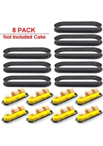 8 Adet Siyah Kek Kalıp Delikli Kesici Oval Şekli Mousse Daire Yüzük Tart Dekorasyon Kek Kesici Kalıp Mutfak Gadget | Kek Kalıpları (Yurt Dışından)
