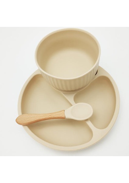 4-Piece Set Bebek Silikon Plaka Seti Çocuklar Besleme Kase Su Geçirmez Kaşık Kaymaz Çocuğun Silikon Bulaşıkları Çocuk Sofra Takımı | Yemekler (Yurt Dışından)
