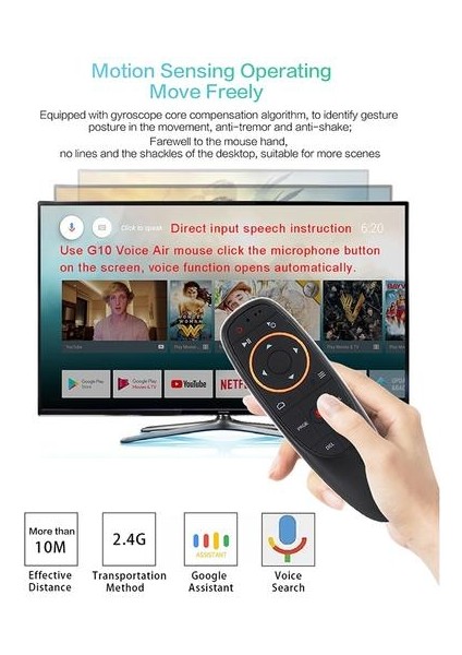 Bundwin 2.4 Ghz G10S Fly Hava Mouse Kablosuz Mini Uzaktan Kumanda Android Tv Kutusu ile Ses Kontrolü ile Gyro Algılama Oyunu | Uzaktan Kumanda (Yurt Dışından)