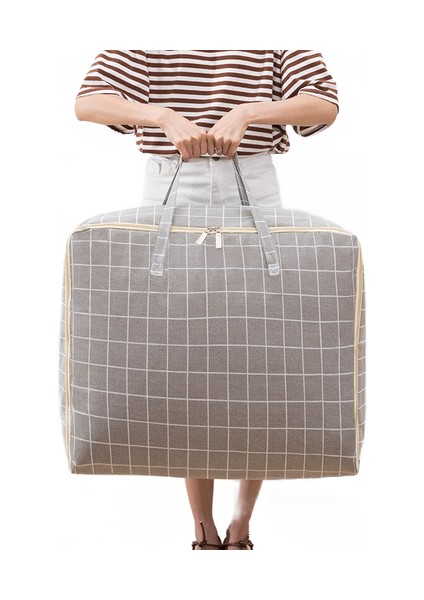 Dolap Organizatör Organizatör Çanta Giysi Organizatör Pamuk ve Keten Saklama Çantası Yatak Çanta Karikatür Sevimli Ev Bagaj Bagaj | Saklama Torbaları (Gri Ekose) (Yurt Dışından)