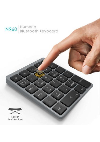 Alüminyum Alaşım 28 Tuşlar Bluetooth Kablosuz Sayısal Tuş Takımı Daha Fazla Fonksiyonlu Keys ile 140MAH Mini Numpad Muhasebe Görevleri (Yurt Dışından)